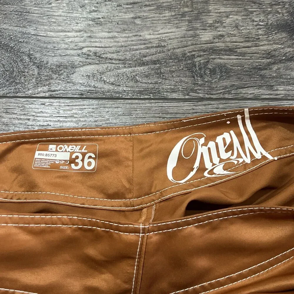 Vintage Y2K O’neill Burnt Orange Board Shorts Surf Swim - Men’s Size 36